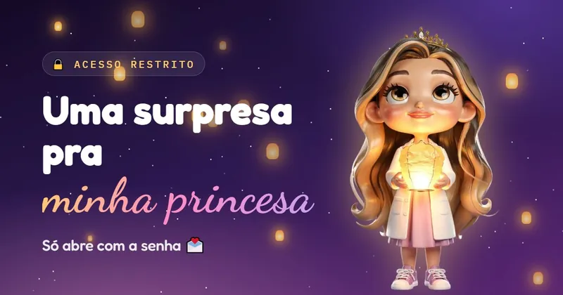 Prévia do link: Uma surpresa pra minha princesa, só abre com a senha, com a mini dela de jaleco segurando uma lanterna